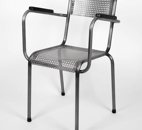 MATHIEU MATEGOT set of 4 metal armchair Cad rigitulle french mid century - 4