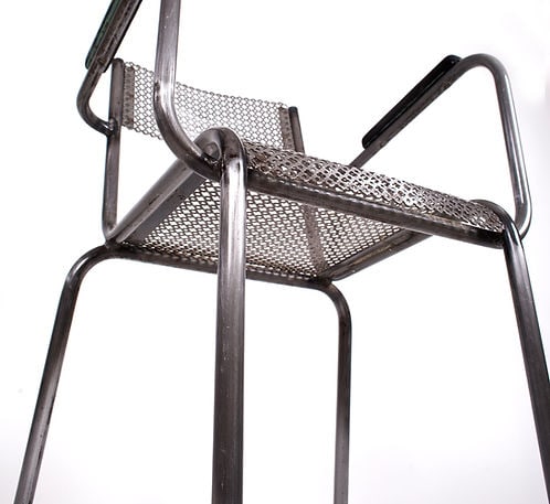 MATHIEU MATEGOT set of 4 metal armchair Cad rigitulle french mid century - 5