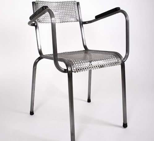 MATHIEU MATEGOT set of 4 metal armchair Cad rigitulle french mid century - 6