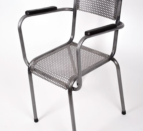 MATHIEU MATEGOT set of 4 metal armchair Cad rigitulle french mid century - 7