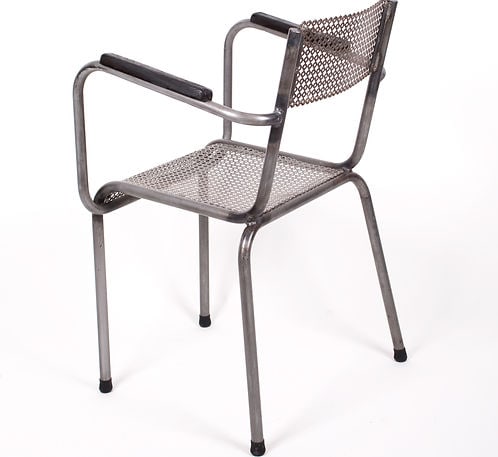 MATHIEU MATEGOT set of 4 metal armchair Cad rigitulle french mid century - 8