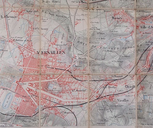 Versailles detailed map 1885 Survey map ordnance - 2