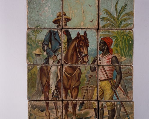 French wood cube puzzle chromolithography racially charge subject 19th. - 4
