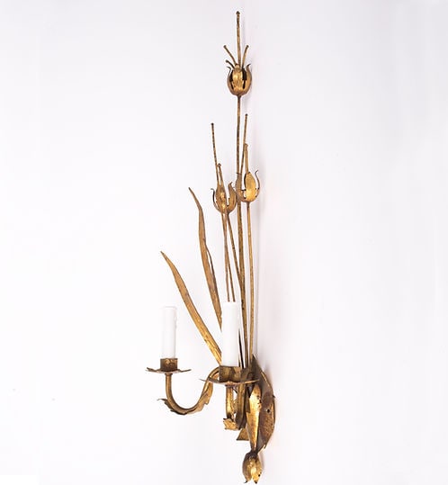 Brutalist metal mid century naturalist sconce from Spain - 3