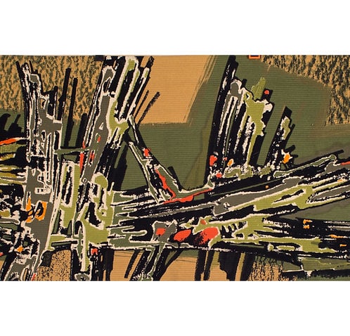 Long Fumeron tapestry Samourai wool fabric Robert Four signed - 5