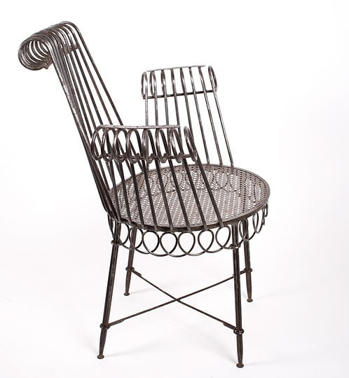MATHIEU MATEGOT single metal armchair rigitulle cap d"ail French mid ce - 4