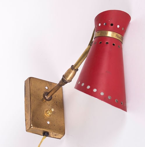 Double cone " diabolo " swing arm wall light by Rene Mathieu for Lunel - 2