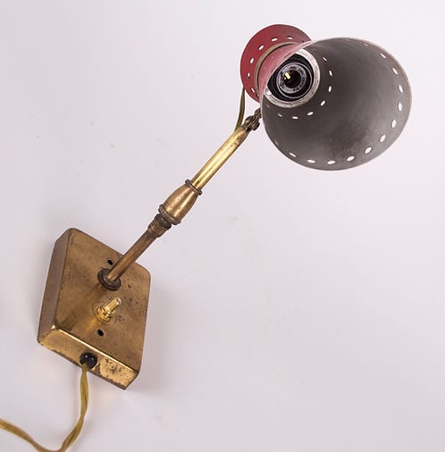 Double cone " diabolo " swing arm wall light by Rene Mathieu for Lunel - 4