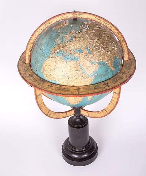 1850 LARGE 14" THURY & BELNET FRENCH ANTIQUE TERRESTRIAL GLOBE MAPPEMONDE - 2