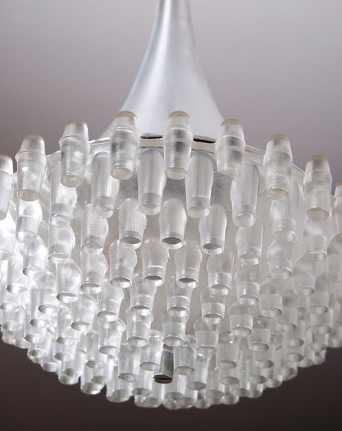 1970s German Hustadt Leuchten lamp pendant Glass globe - 3