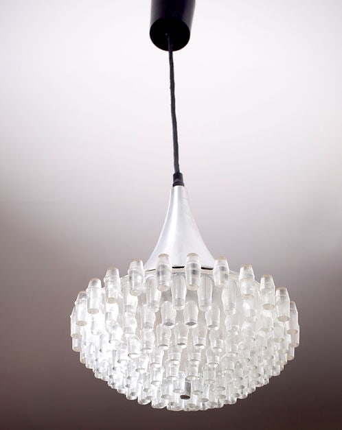 1970s German Hustadt Leuchten lamp pendant Glass globe - 4