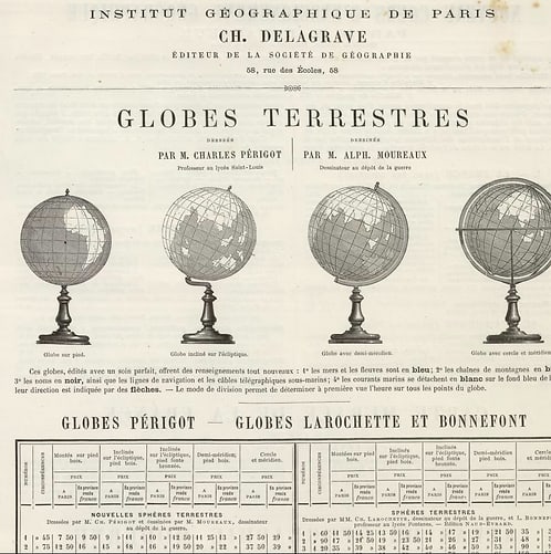 1860 DELAGRAVE FRENCH TERRESTRIAL ANTIQUE GLOBE 14 Bonnefont - 8