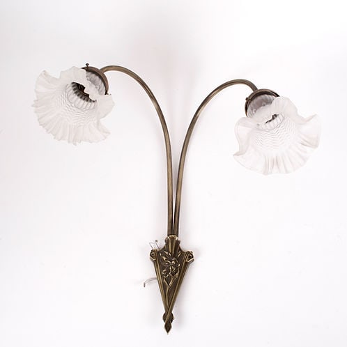 Pair of FRENCH ART DECO Sconces MOLDED GLASS - 3