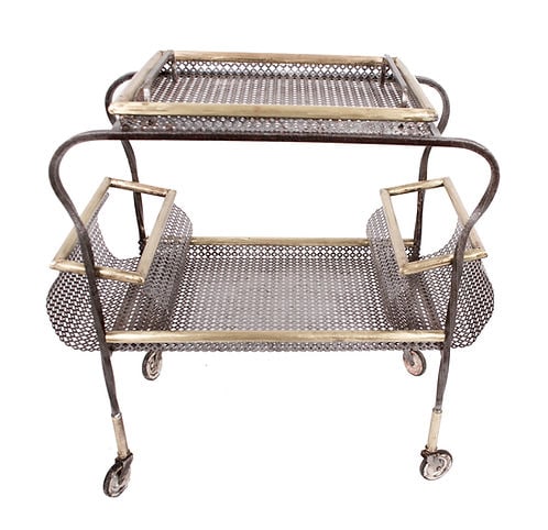 FRENCH MODERNIST trolley MATEGOT Mid century serving table r - 3