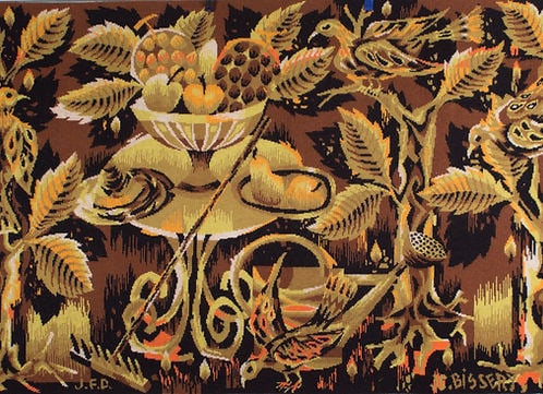 Jean Claude Bissery mid century Autumn wool tapestry on a jacquard metier - 2