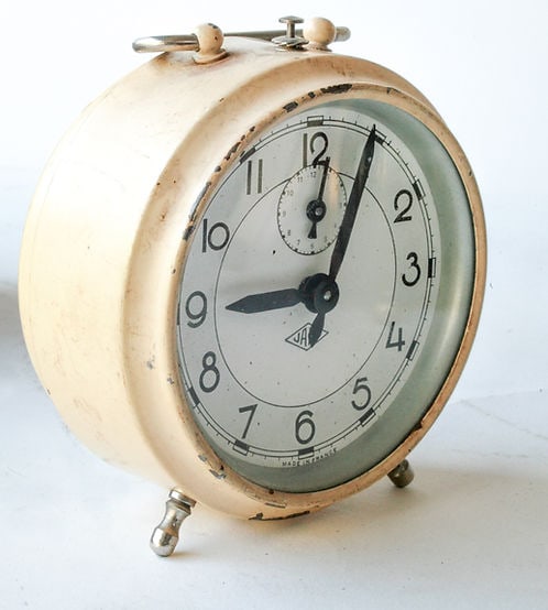 French white Art Deco alarm Clock Japy - 2