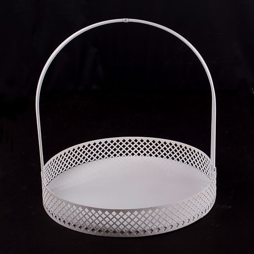 Mategot mid century round Basket rigitulle with square rigitulle - 4