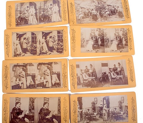 Antique French stereoscopic viewer 19th. with 30 views - 4