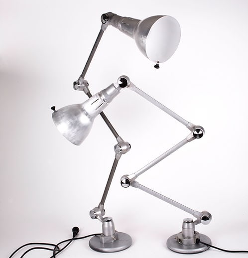 Pair of FRENCH INDUSTRIAL JIELDE MODERNIST LAMP DOMECQ LAC: French modernist lamp made in the 1970's , by Jean Louis Domecq , under the name Lac . It is the original design , other extension can be added to extend the arms using the same principle. The particu