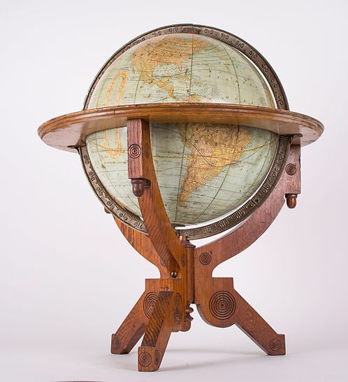 Rare eastlake base 12" TERRESTRIAL ANTIQUE GLOBE RAND MC NALLY 1891 - 4