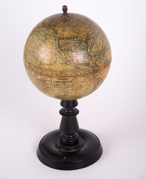 1880's 9 " ANTIQUE FRENCH TERRESTRIAL GLOBE Forest mappemonde - 2