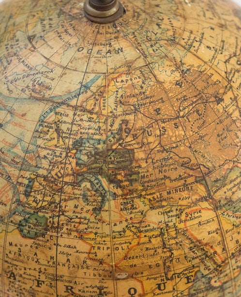 1880's 9 " ANTIQUE FRENCH TERRESTRIAL GLOBE Forest mappemonde - 4