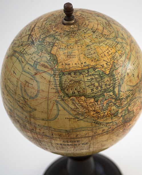 1880's 9 " ANTIQUE FRENCH TERRESTRIAL GLOBE Forest mappemonde - 5