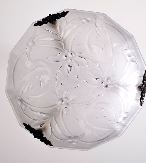 FRENCH ART DECO CHANDELIER GLASS MULLER birds motive - 2