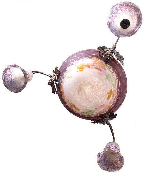 French Art-Deco marmoreal Chandelier Lorrain Daum grande verrerie de Croismar - 4