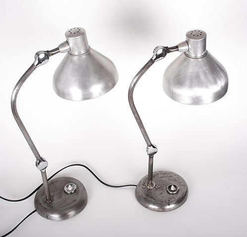 Pair of FRENCH MODERNIST INDUSTRIAL DESK LAMP JUMO GS1 - 2