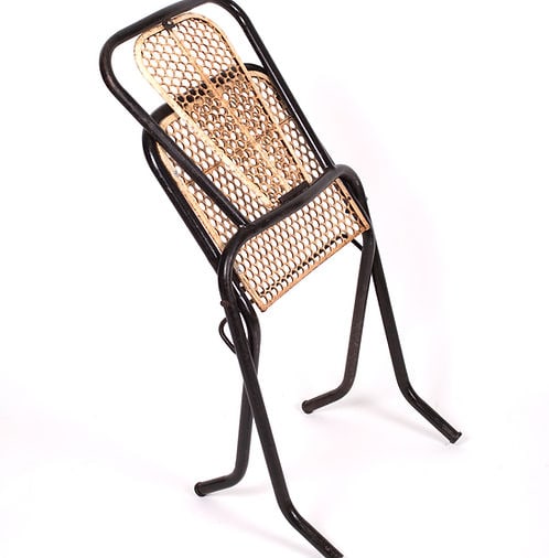Set of 3 Rene Malaval metal garden chair French mid century - 2