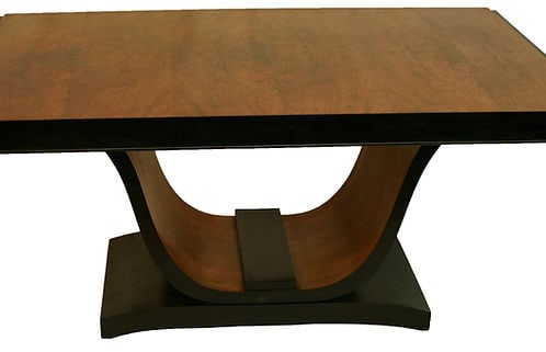 FRENCH ART DECO Dining room table U SWAN BASE Walnut - 2