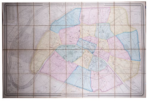 1860 Andriveau Goujon Folding Wall Map of Paris, France (1 of 5)