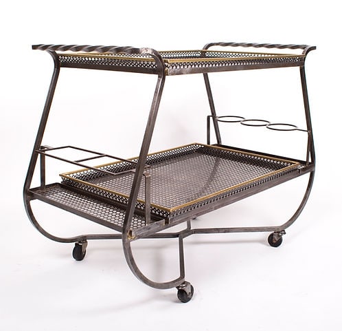 FRENCH MODERNIST ROLLING BAR TROLLEY MATEGOT Mid century serving table rigitulle - 2