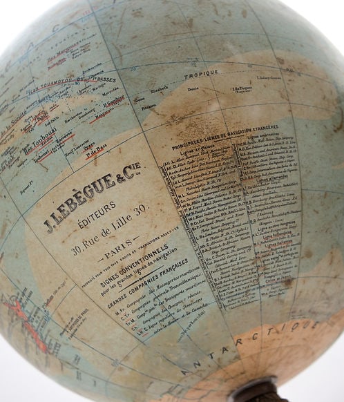 1880 LEBEGUE 17" FRENCH TERRESTRIAL GLOBE ANTIQUE Dubail editor - 10