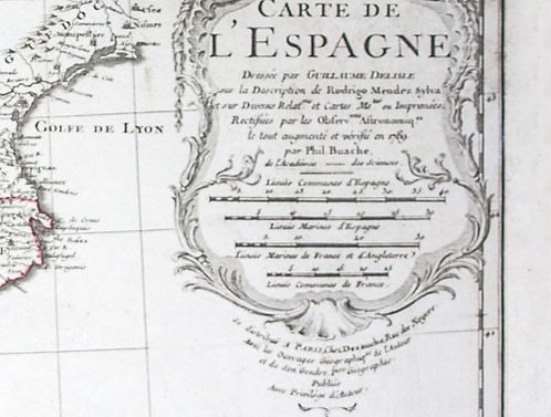 e L'Isle Philippe Buache Engraved cooper map of Spain 1789 - 2