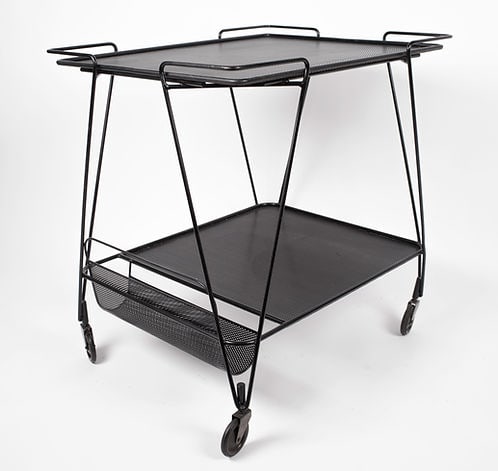 FRENCH MODERNIST Black serving table MATEGOT Mid century - 4