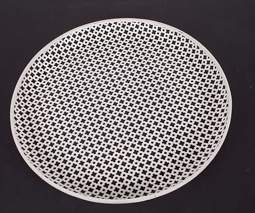 Mid size Mategot mid century round Tray rigitulle with stamped trim - 2