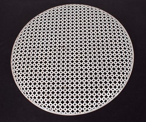 Mid size Mategot mid century round Tray rigitulle with stamped trim - 4