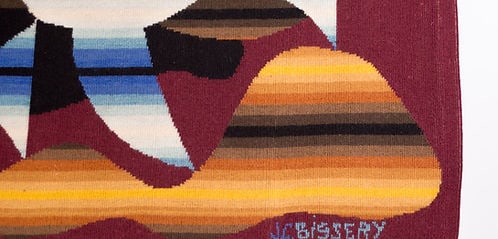 Bissery mid century wool tapestry modernist " migration of birds" Jacquard - 2