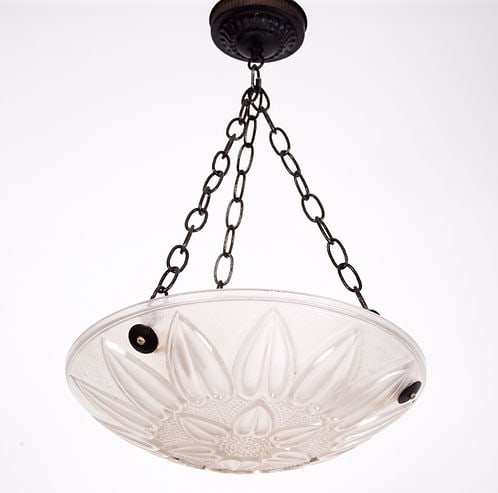 FRENCH Art-Deco Chandelier Sabino clear pressed glass (1 of 6)