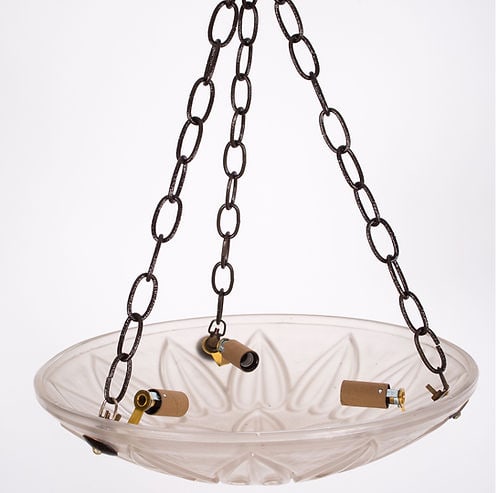 FRENCH Art-Deco Chandelier Sabino clear pressed glass - 4