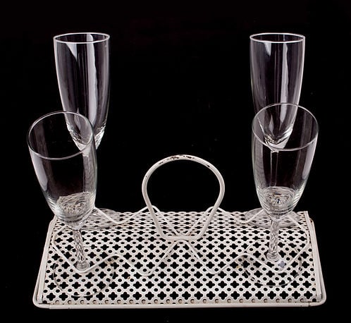 FRENCH MODERNIST Set bottle and Glass carrier MATEGOT Mid century RIGITULLE - 2