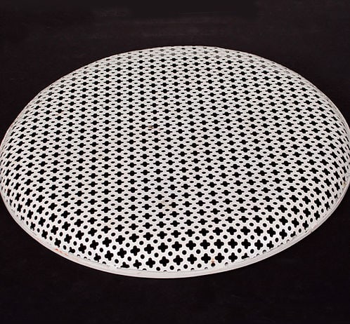 Large Mategot mid century round Tray rigitulle with stamped trim - 2