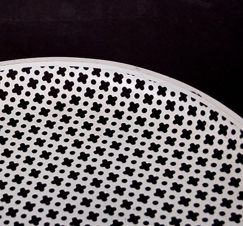 Large Mategot mid century round Tray rigitulle with stamped trim - 3
