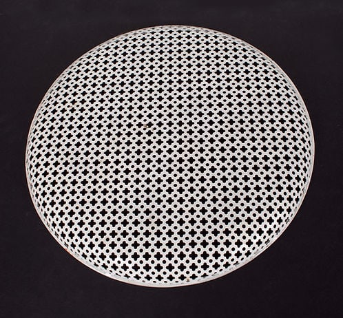 Large Mategot mid century round Tray rigitulle with stamped trim - 4