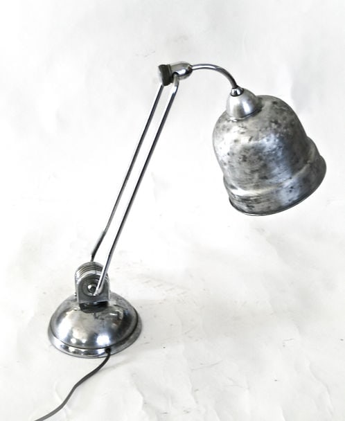 FRENCH MODERNIST DESK LAMP JUMO 610 PERRIAND small reflector 2: French modernist desk lamp made in the 1940's by Jumo , an important lamp making company from France who used the best designer of their time , it is not know who is the creator but there is some