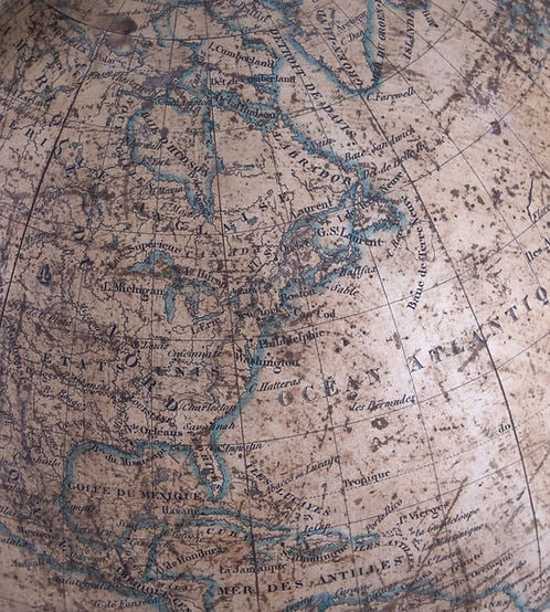 1844 Charles Dien 10" FRENCH TERRESTRIAL GLOBE ANTIQUE BRASS MERIDIEN - 2