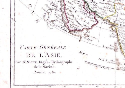 French map of Asia published by Bonne 1781 - 2