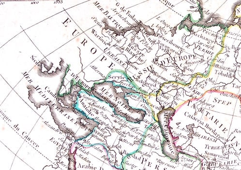 French map of Asia published by Bonne 1781 - 3